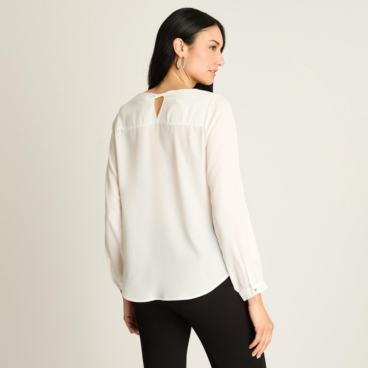 BLUSA CRUDO CON MANGA 3/4 ROLL-UP - 2