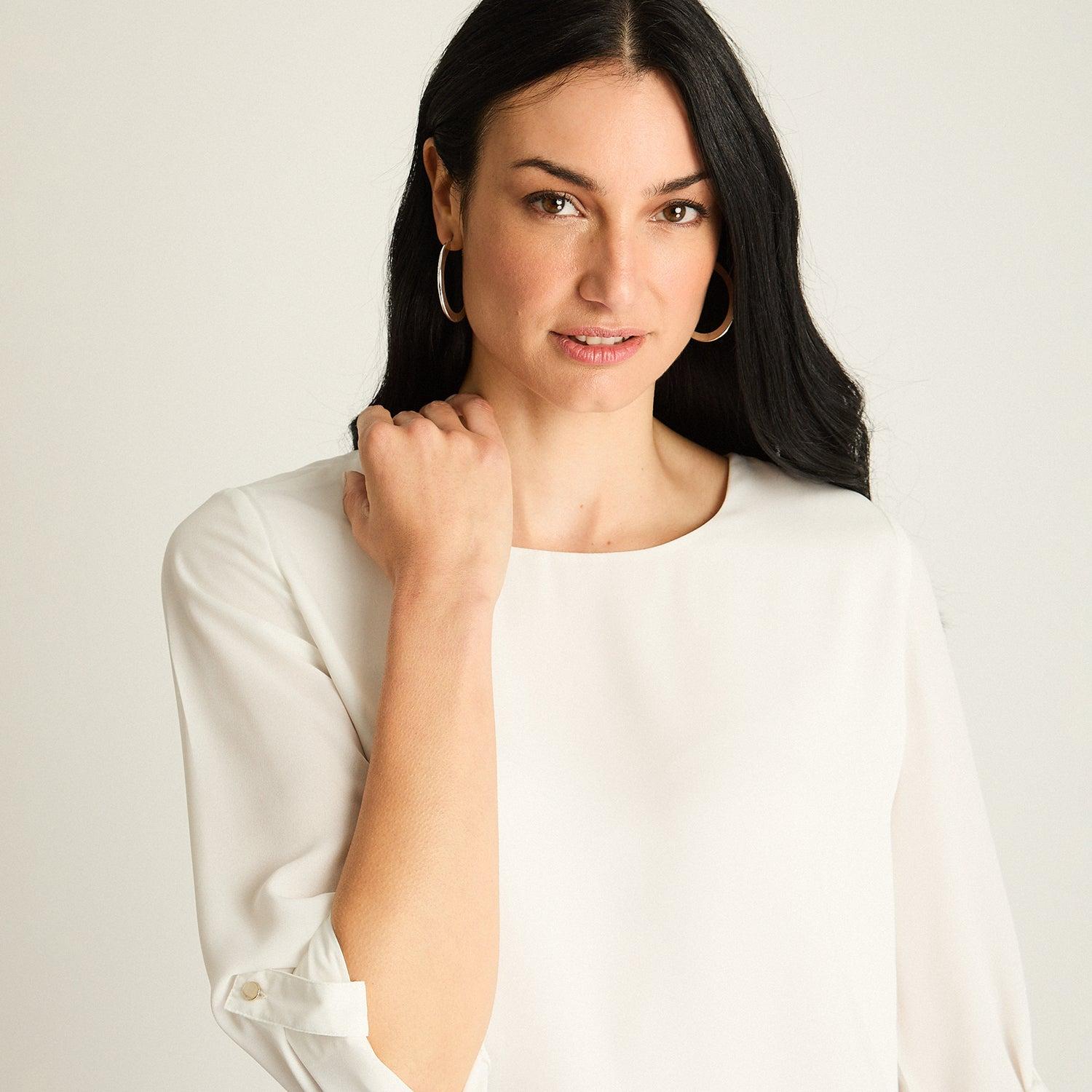 BLUSA CRUDO CON MANGA 3/4 ROLL-UP - 3