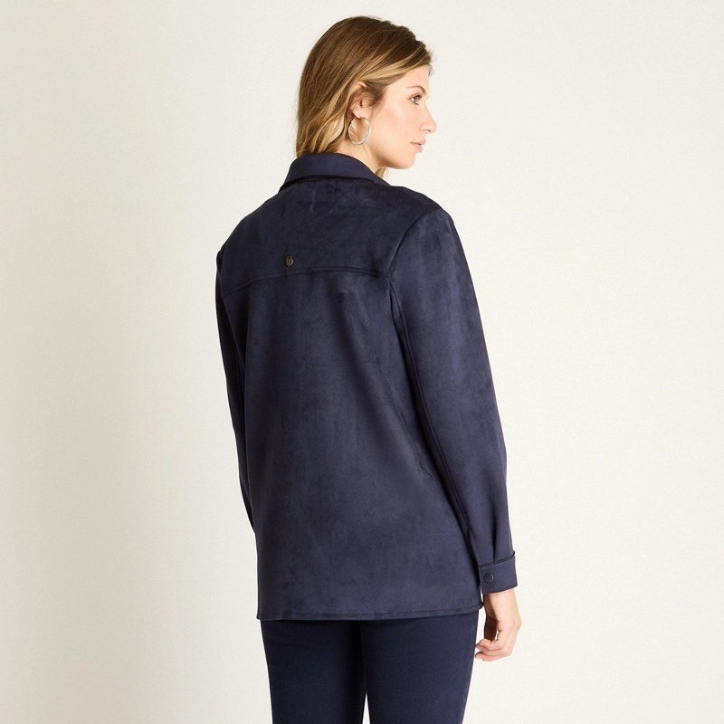 SOBRECAMISA SUEDE AZUL MANGA LARGA - 2