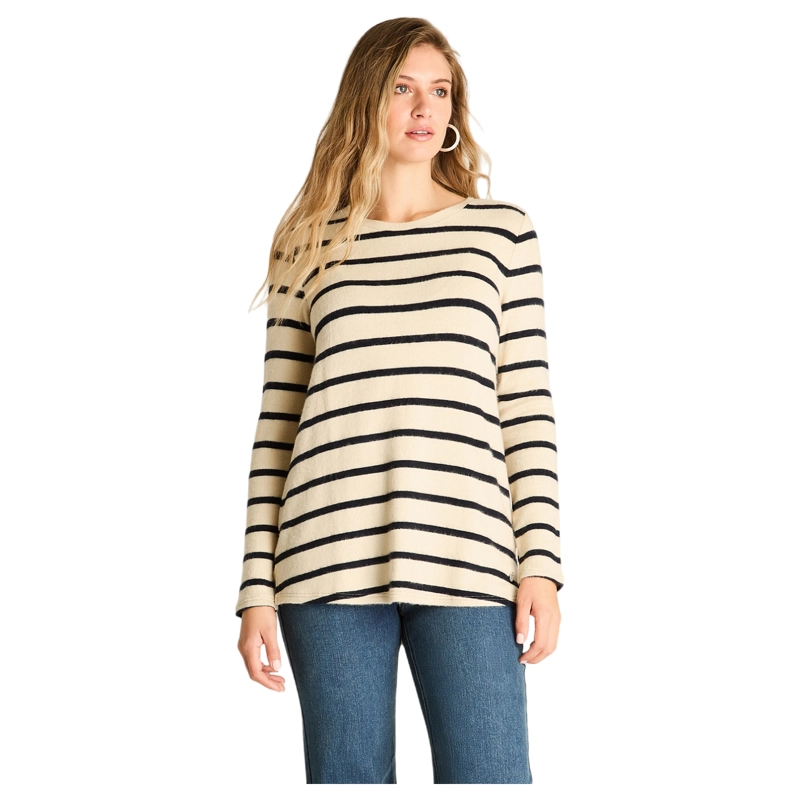 POLERA BEIGE A RAYAS CON MANGA LARGA - 1