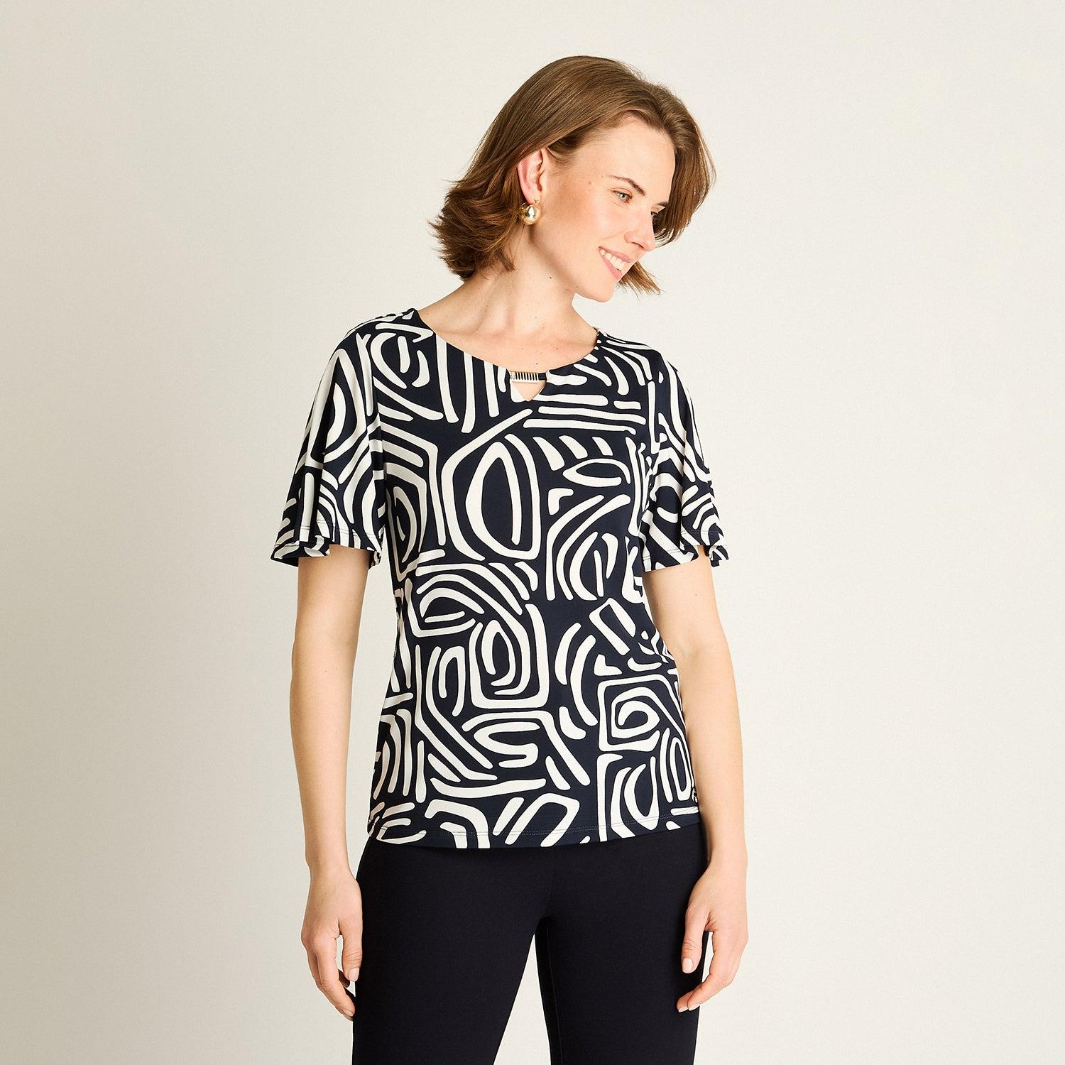 POLERA AZUL ESTAMPADA - 1