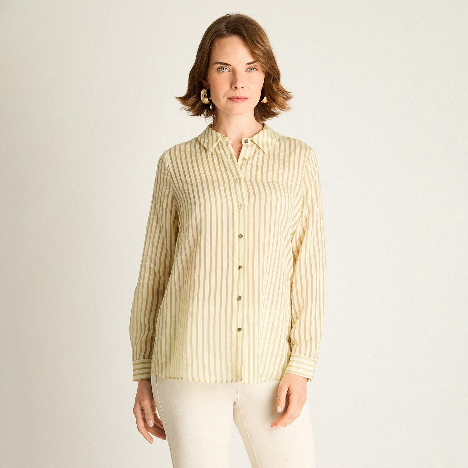 BLUSA VERDE A RAYAS - 1