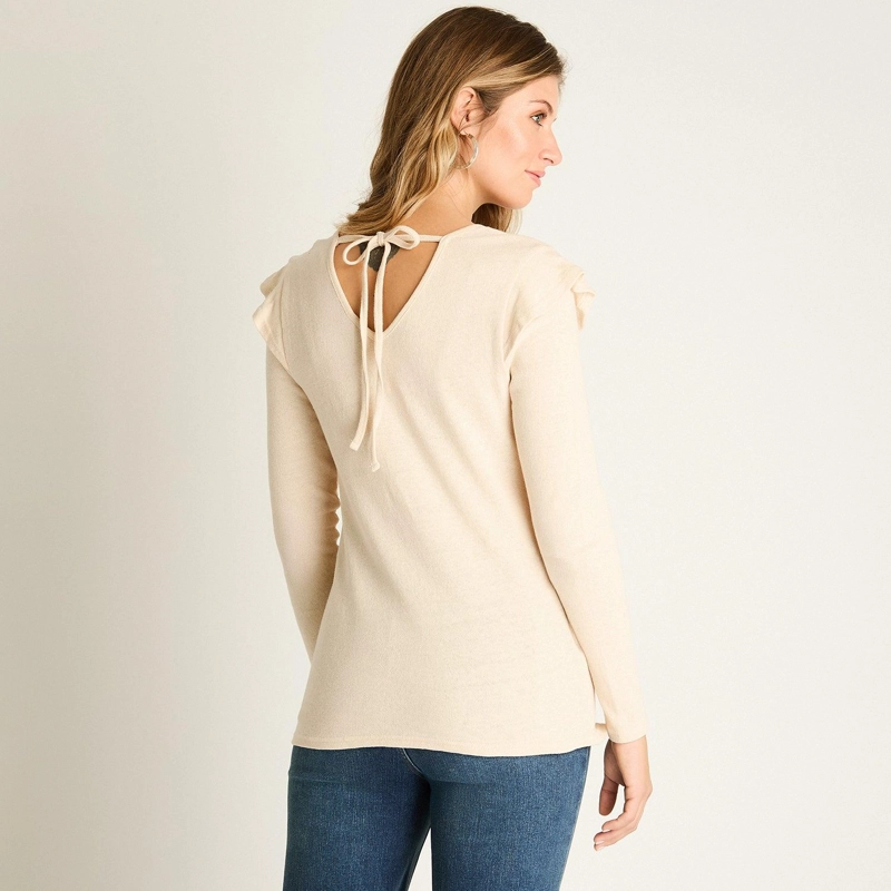 POLERA BEIGE MANGA LARGA - 2