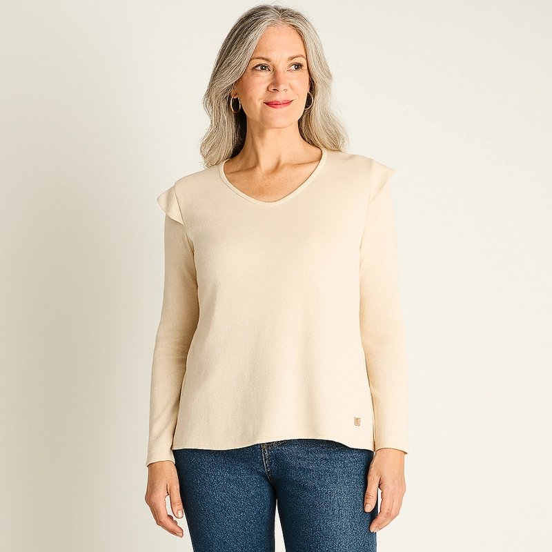 POLERA BEIGE MANGA LARGA - 3