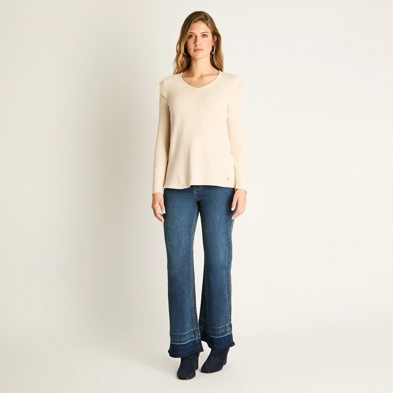 POLERA BEIGE MANGA LARGA - 5