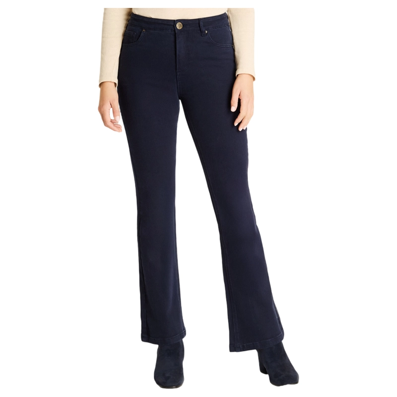 JEANS AZUL FLARE ELASTICIDAD MEDIA CALCE AJUSTADO - 1