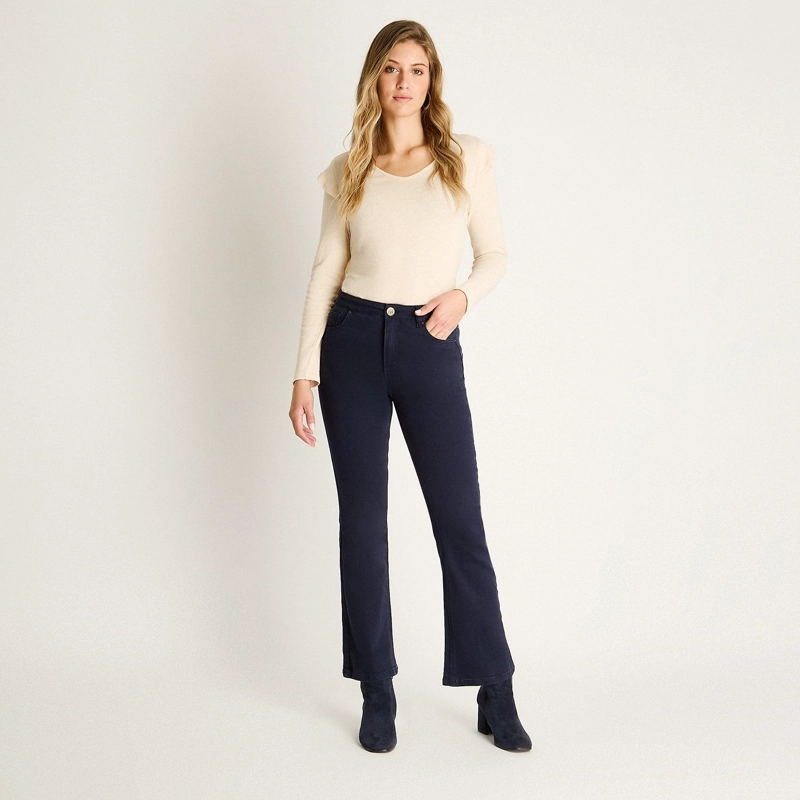 JEANS AZUL FLARE ELASTICIDAD MEDIA CALCE AJUSTADO - 4
