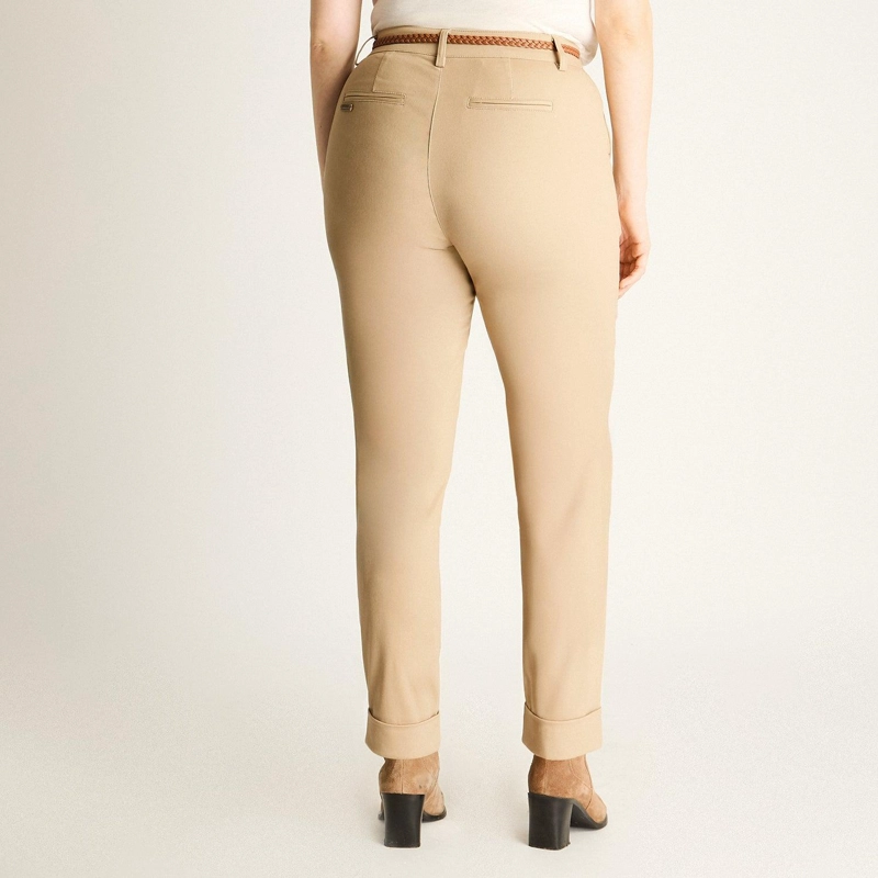 PANTALON BEIGE CON CINTURON TRENZADO - 2