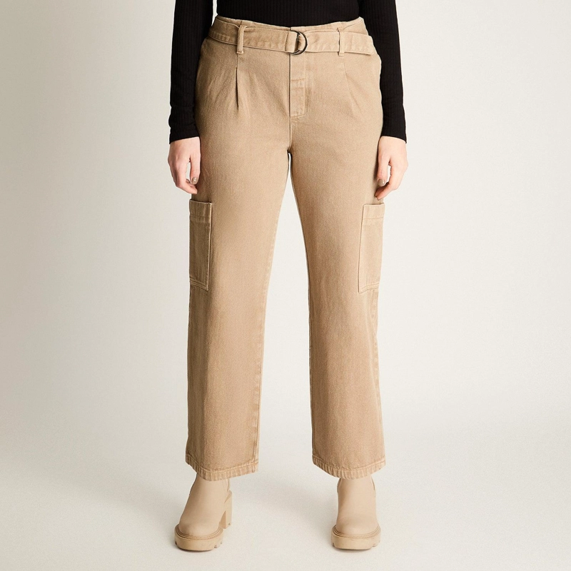 JEANS CARGO BEIGE SIN CIERRE FRONTAL - 1
