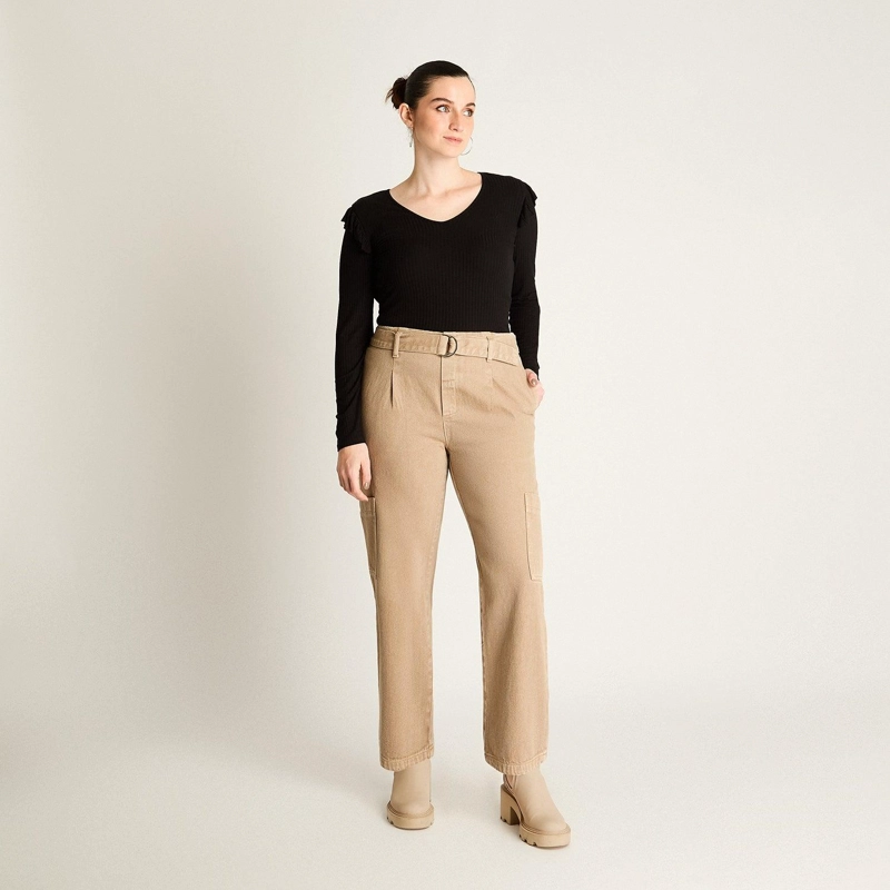 JEANS CARGO BEIGE SIN CIERRE FRONTAL - 4