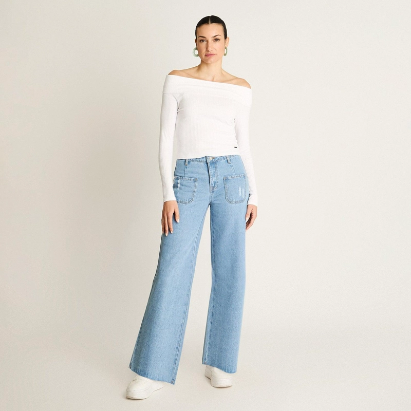 POLERA CORTA OFFSHOULDER BLANCA - 4