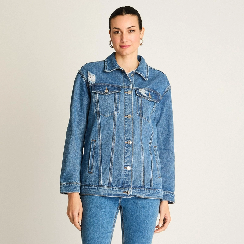 CASACA MEZCLILLA AZUL OVERSIZE CLASICA - 1