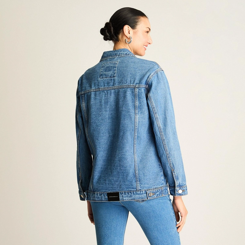 CASACA MEZCLILLA AZUL OVERSIZE CLASICA - 2