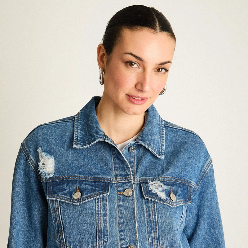 CASACA MEZCLILLA AZUL OVERSIZE CLASICA - 3