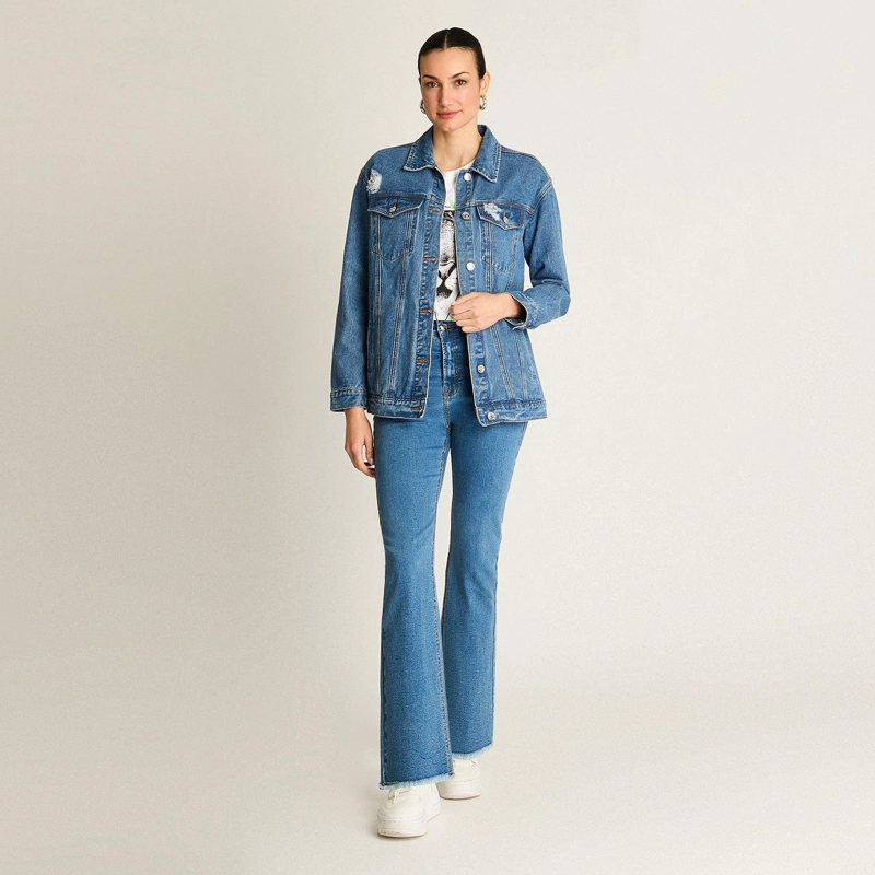 CASACA MEZCLILLA AZUL OVERSIZE CLASICA - 4