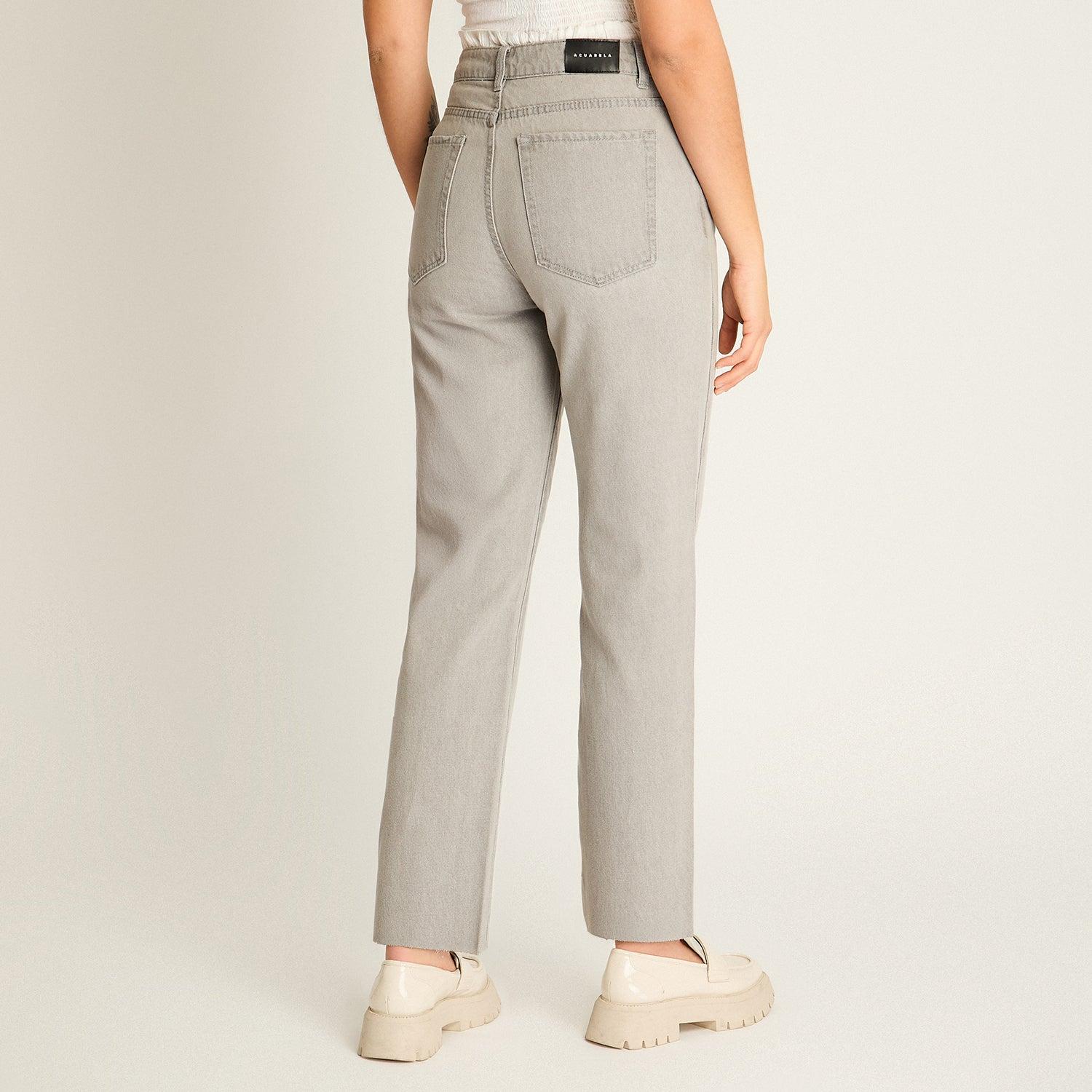 JEANS GRIS MOM CON RUEDO - 2