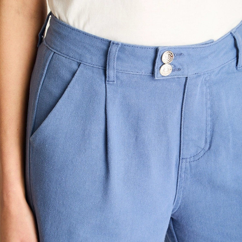 PANTALON ALGODON AZUL WIDE LEG - 4