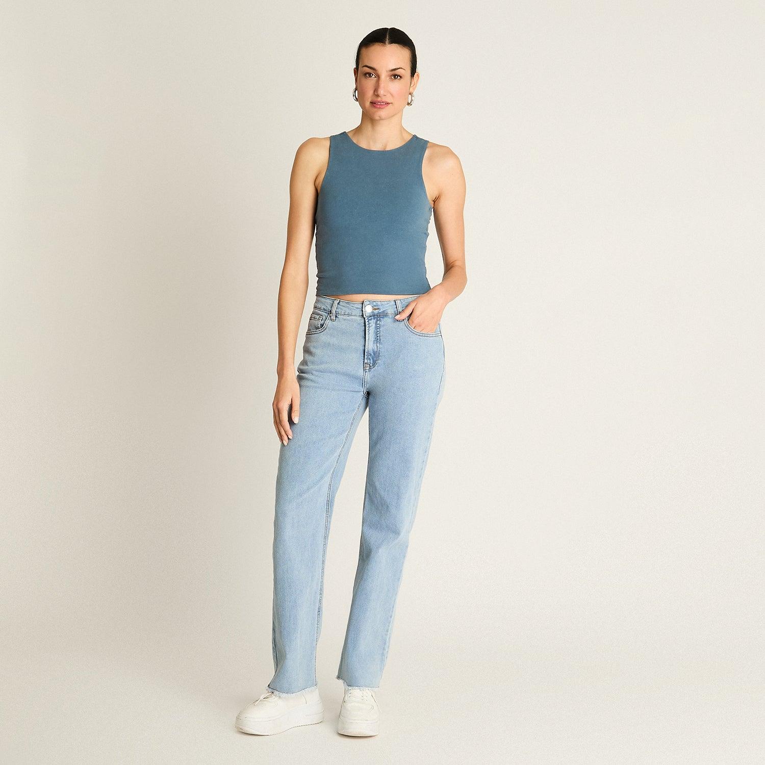JEANS CELESTE CORTE SEMI FLARE - 4