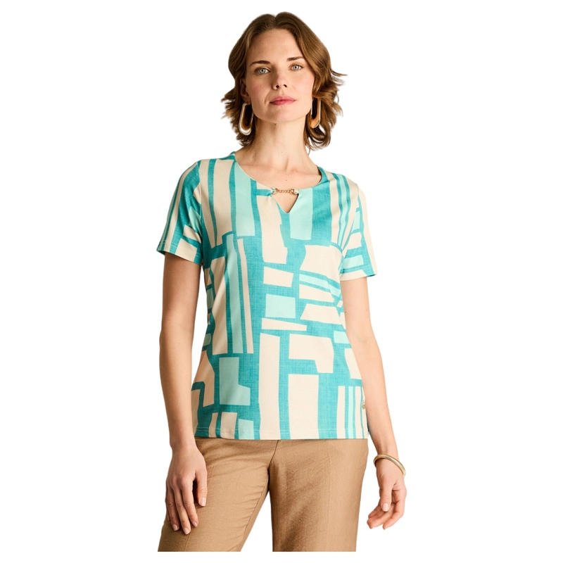 POLERA CELESTE GEOME TRICA MANGA CORTA - 1