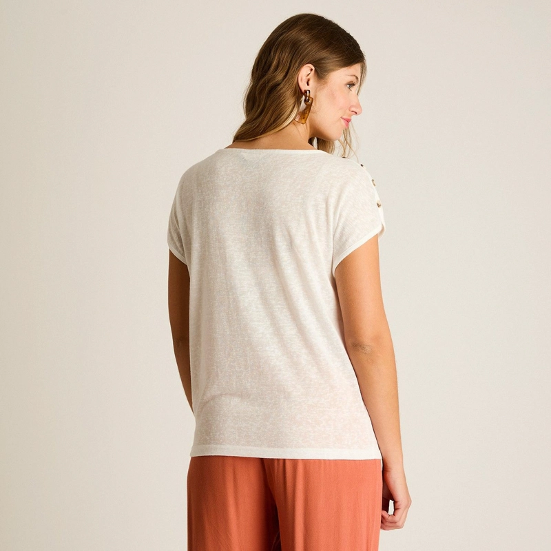 POLERA CRUDO MANGA CORTA ELASTICIDAD MEDIA CALCE HOLGADO - 2