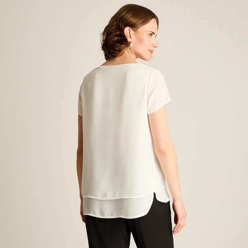 BLUSA CRUDO MANGA CORTA CON ABERTURA FRONTAL - 2