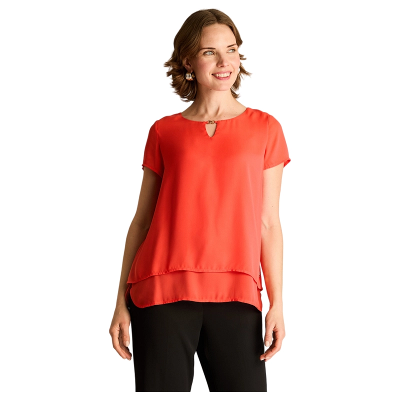 BLUSA CORAL CUELLO GOTA MANGA CORTA - 1