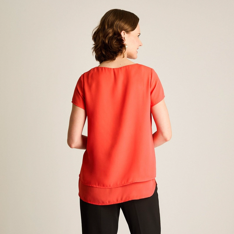 BLUSA CORAL CUELLO GOTA MANGA CORTA - 2