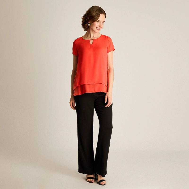 BLUSA CORAL CUELLO GOTA MANGA CORTA - 4