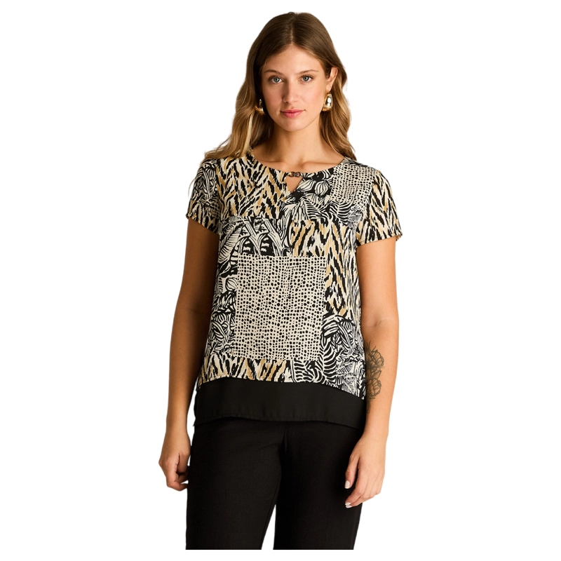 BLUSA NEGRO ESTAMPADO ZIGZAG - 1
