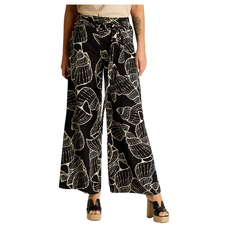 PANTALON SPORT CRUDO PALAZZO CON BOLSILLOS - 1