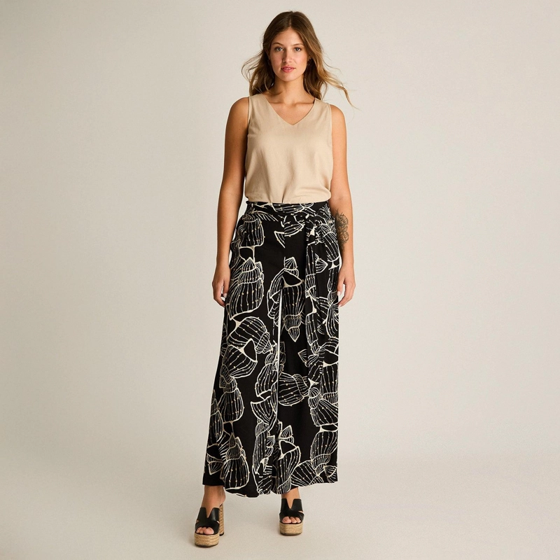 PANTALON SPORT CRUDO PALAZZO CON BOLSILLOS - 4