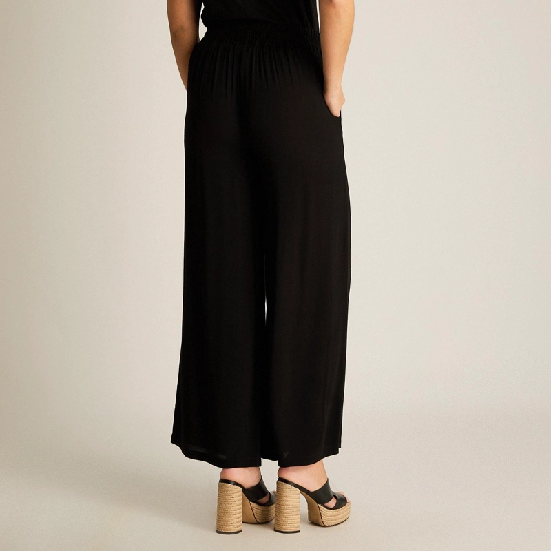 PANTALON SPORT NEGRO PALAZZO NO ELASTICADO CALCE NORMAL - 2