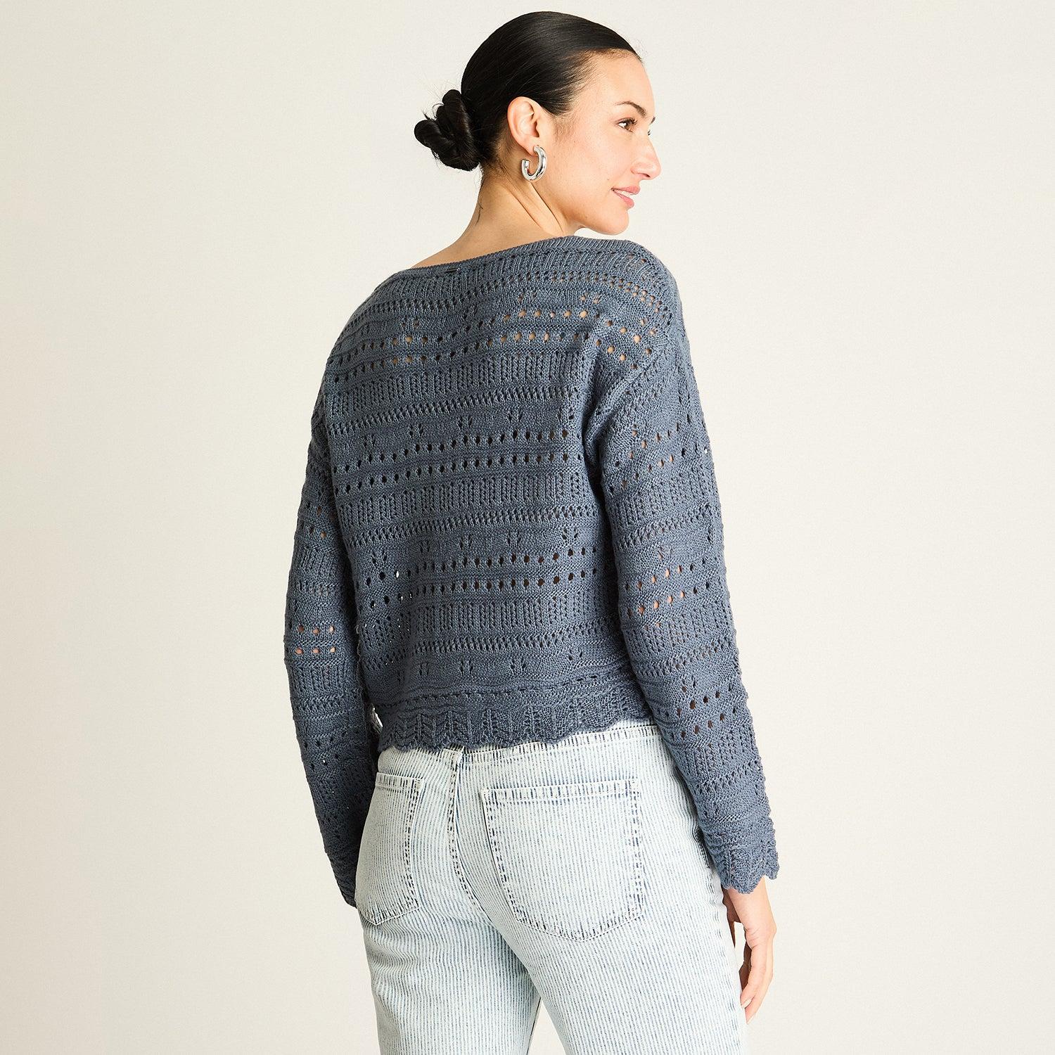 SWEATER AZUL TEJIDO CALADO - 2