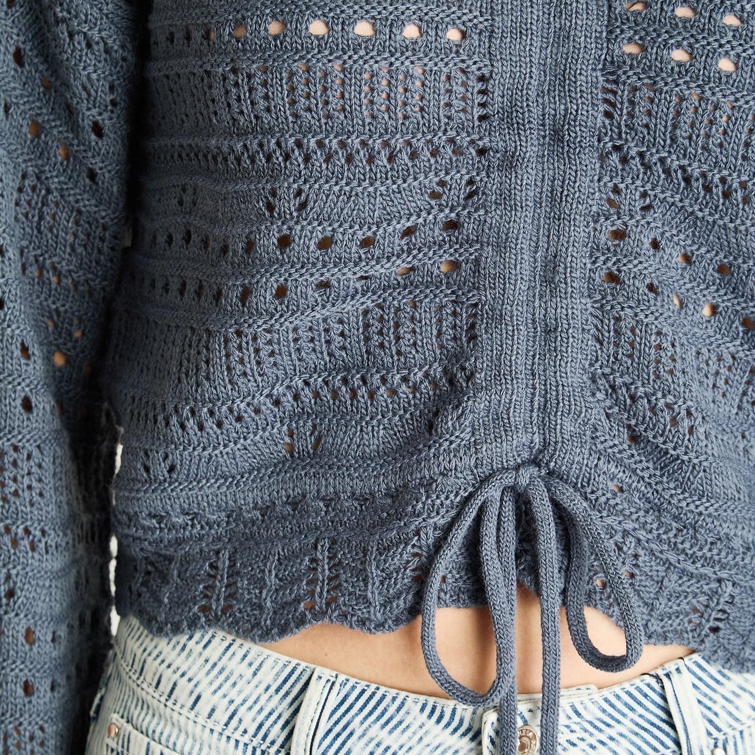 SWEATER AZUL TEJIDO CALADO - 3