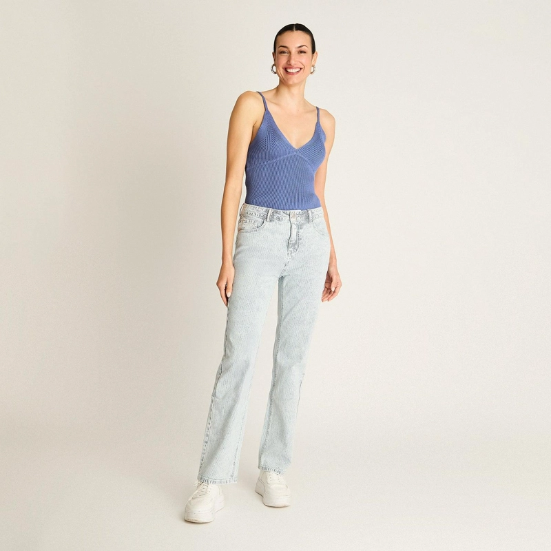 JEANS AZUL RECTO CON RAYAS - 5