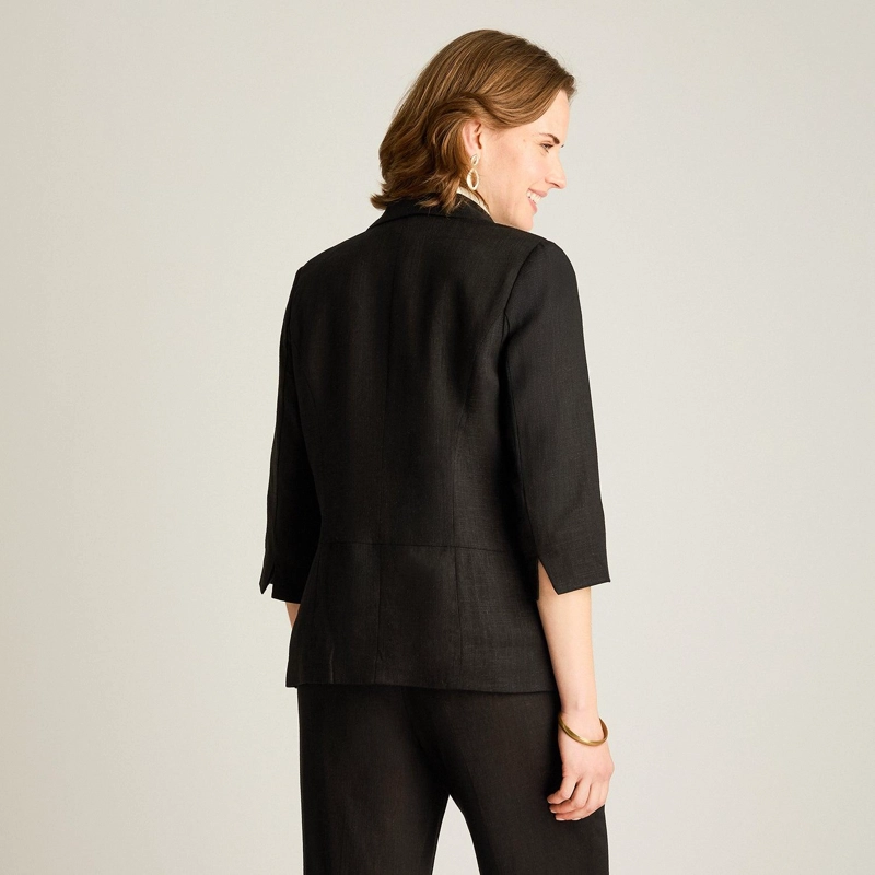 BLAZER NEGRO MANGA 3/4 LINO - 2