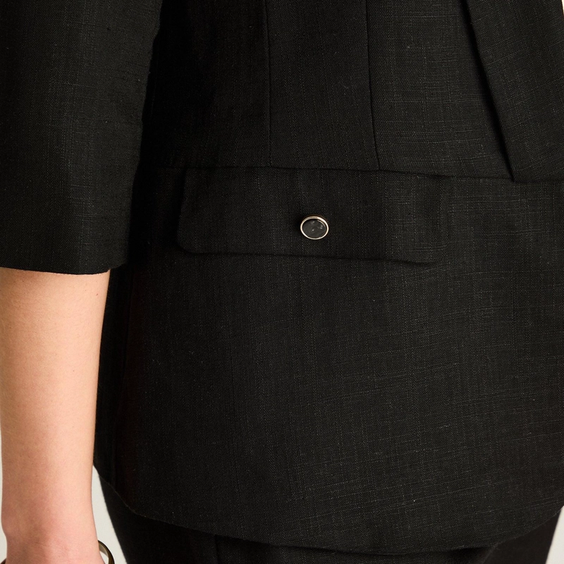BLAZER NEGRO MANGA 3/4 LINO - 3