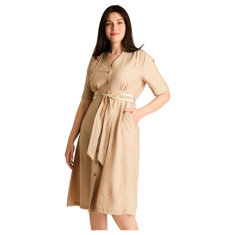 VESTIDO MIDI BEIGE – LIGERO COMODO Y DE CALCE NORMAL - 1