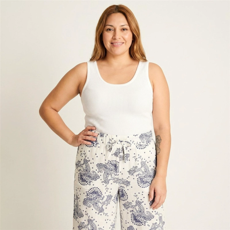PANTALON PALAZZO BLANCO ESTAMPADO MEDITERRANEO - 2
