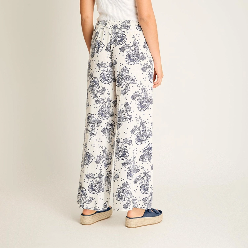 PANTALON PALAZZO BLANCO ESTAMPADO MEDITERRANEO - 3