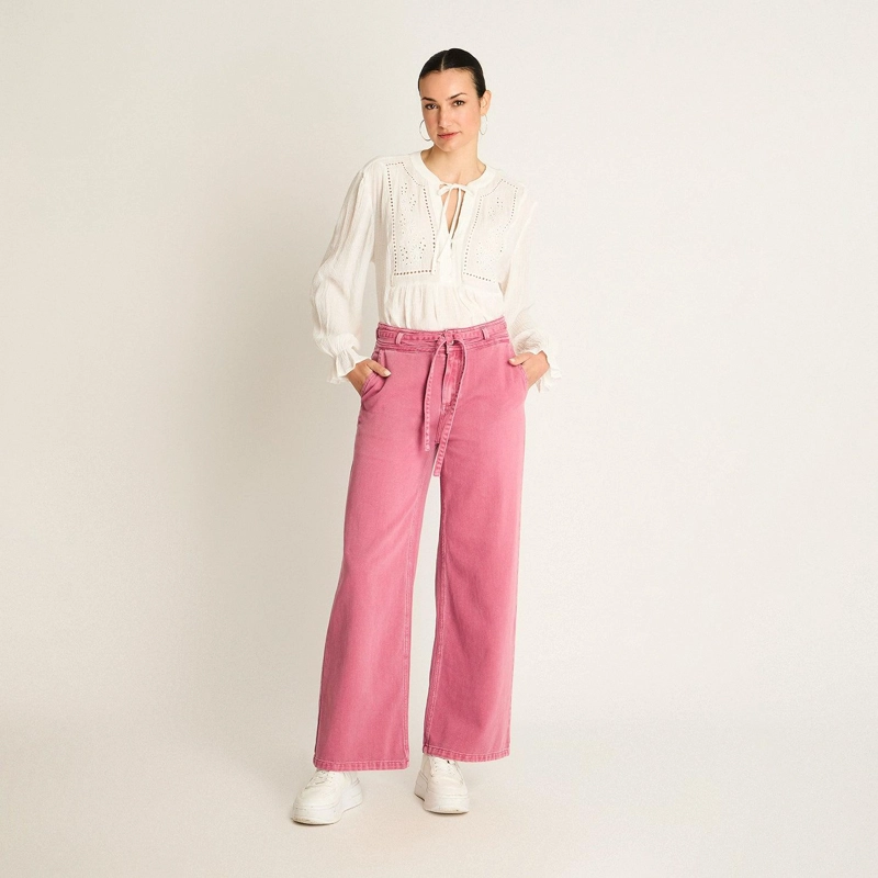 PANTALON PALAZZO LYOCELL ROSA - 4