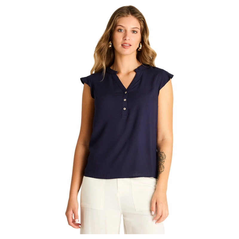 BLUSA AZUL MANGA CORTA - 1
