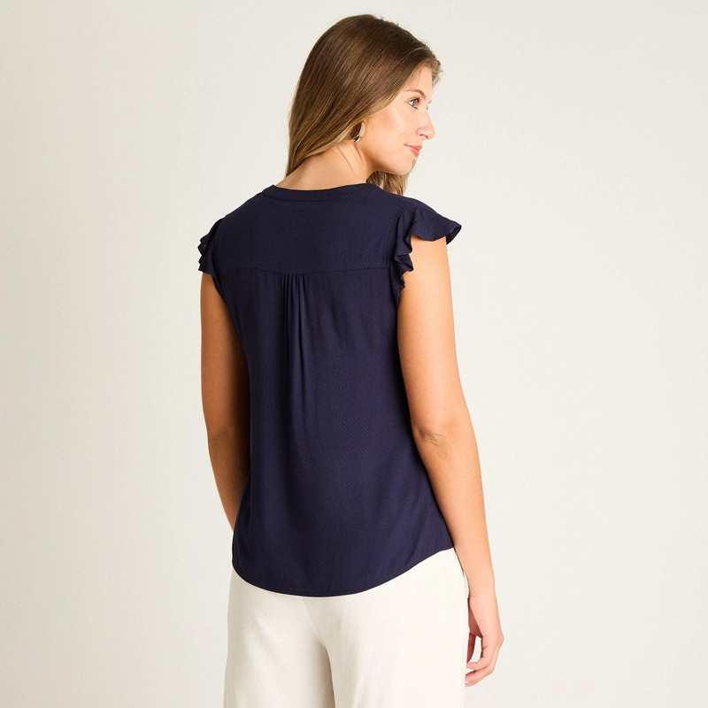 BLUSA AZUL MANGA CORTA - 2
