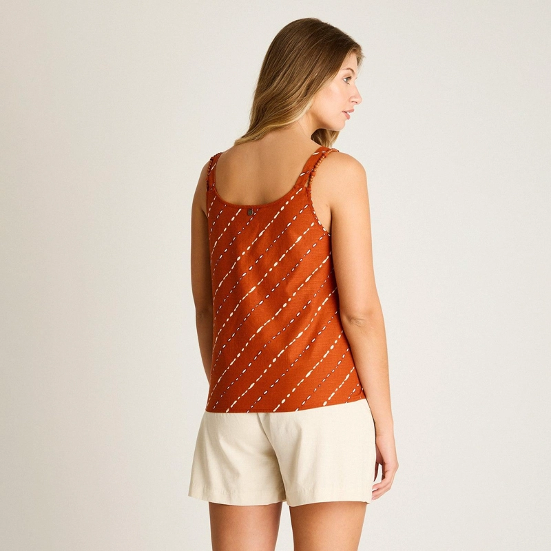 BLUSA TERRACOTA SIN MANGAS NO ELASTICADO CALCE NORMAL - 2