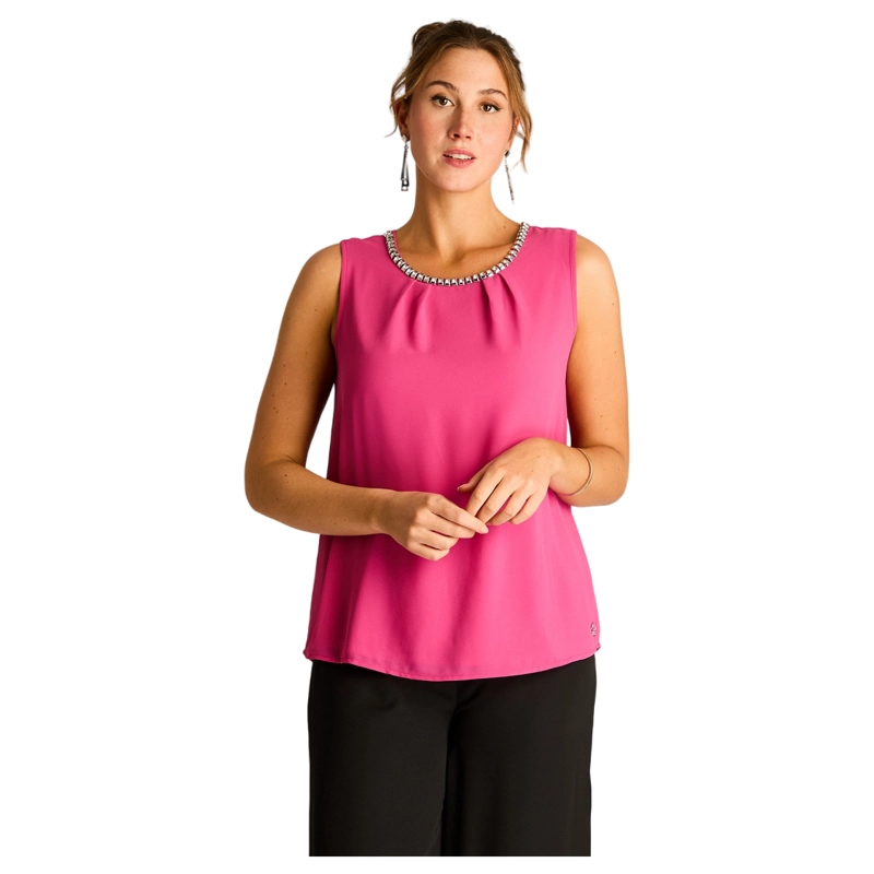 BLUSA FUCSIA CON APLIQUE DE BRILLOS - 1