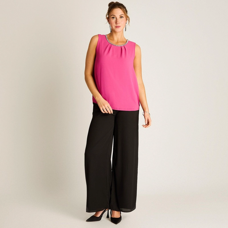BLUSA FUCSIA CON APLIQUE DE BRILLOS - 4