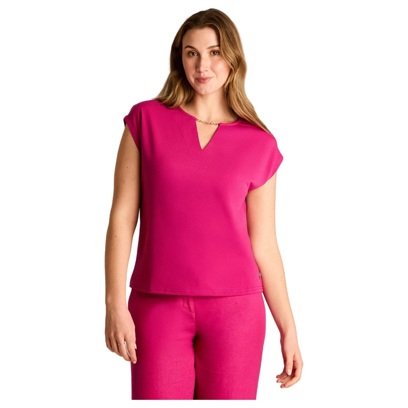 POLERA FUCSIA CON APLIQUE DORADO - 1