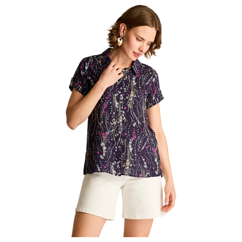 BLUSA AZUL MANGA CORTA - 1