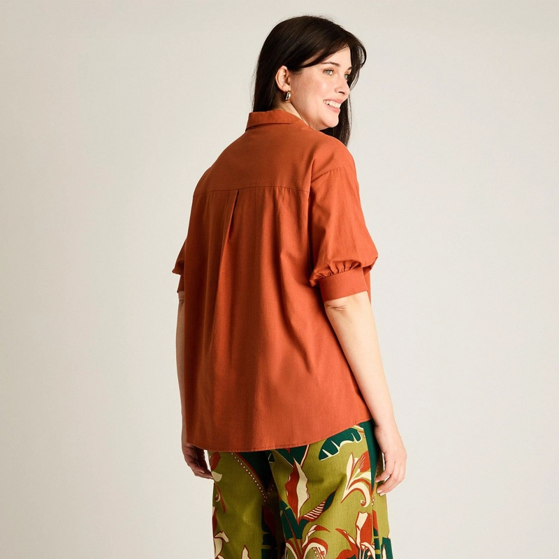 BLUSA TERRACOTA MANGA 3/4 NO ELASTICADO CALCE HOLGADO - 2