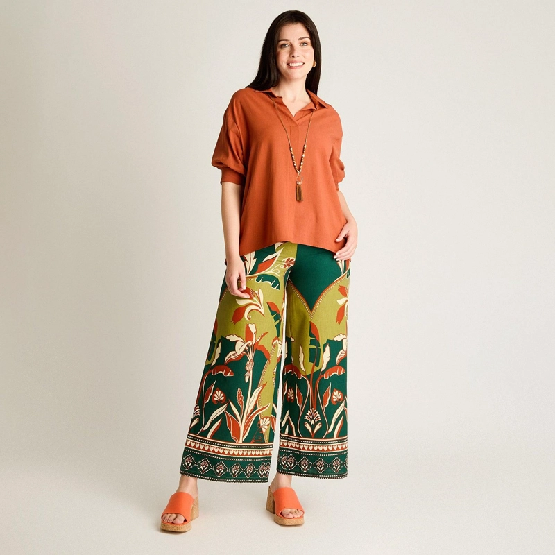 BLUSA TERRACOTA MANGA 3/4 NO ELASTICADO CALCE HOLGADO - 4